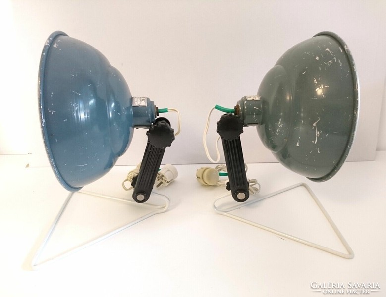 2 Old e.G.Sz. Industrial table lamp, workshop lamp, with metal shade, from the 1960s