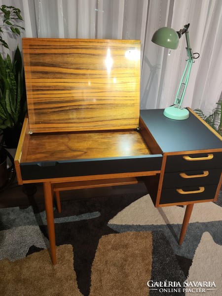 Carefully restored retro mid-century desk with opening lid