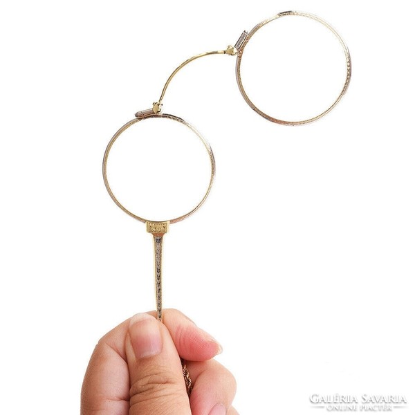 14K gold - platinum 21.8 gram lornyon - opera glasses magnifying pendant