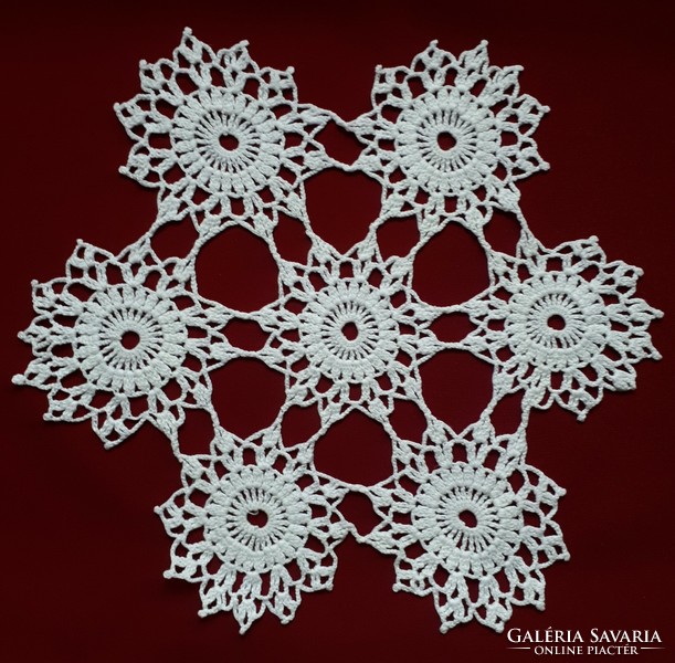 Round crochet spread of 7 stars