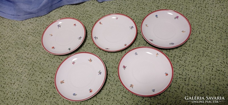 Shield, Zsolnay coasters, red-edged, Zsolnay tea coaster, bowl, plate. Cute.