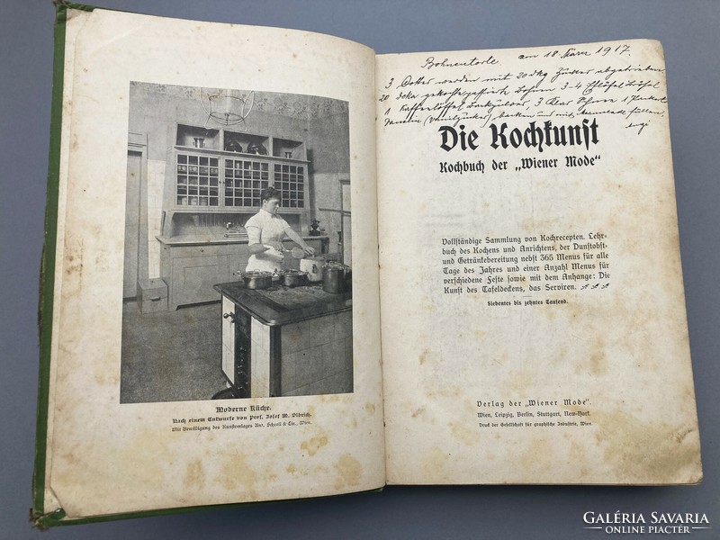 Die Kochkunst: Antik bécsi szakácskönyv, szecessziós illusztrációkkal - gyűjtői ritkaság, 1900