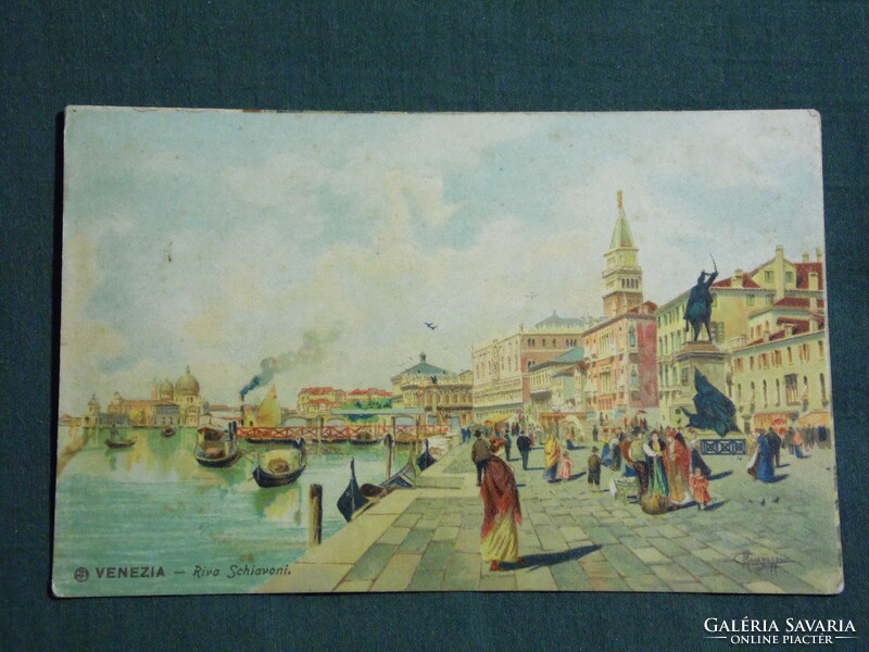 Képeslap, Postcard, Olaszország, Velence, VENEZIA Riva Schiavoni, látkép részlet