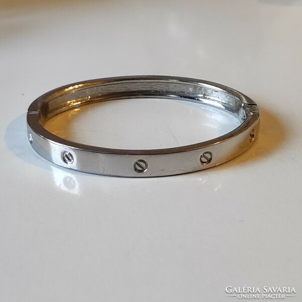 Cartier style silver metal bracelet