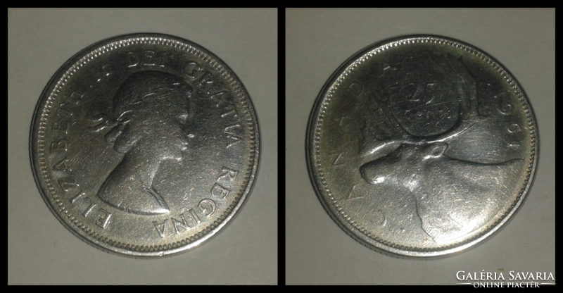 Kanada ezüst 25 cent, 1961