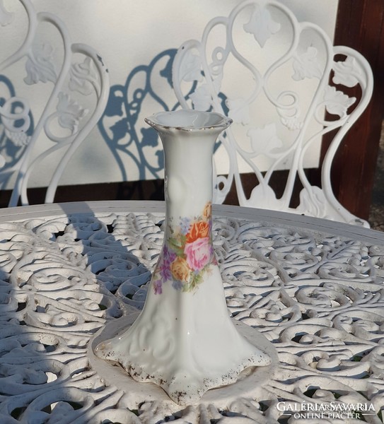 Antique pink porcelain candle holder