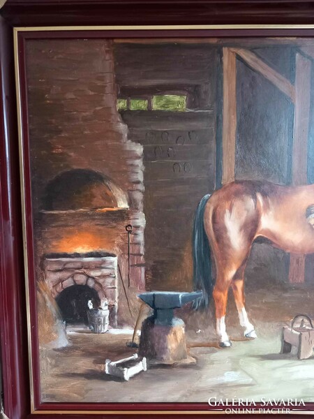 "Ló patkolás " festmény