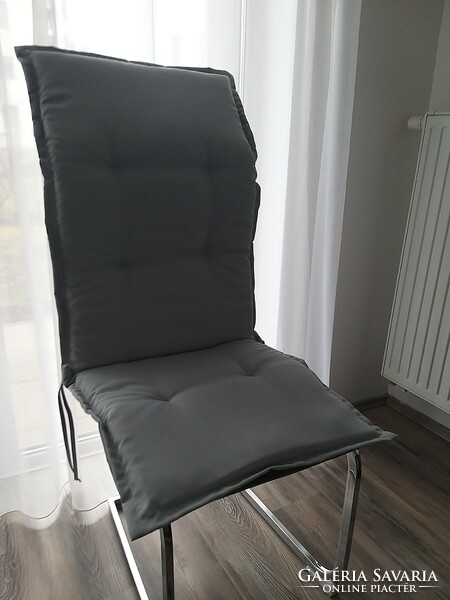 New 4 raised gray garden chair cushions