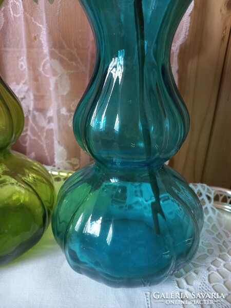 Thick cast glass vase