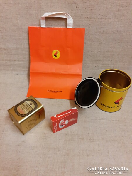 Old julius meinl record coffee box tea box paper bag and a deck of cards