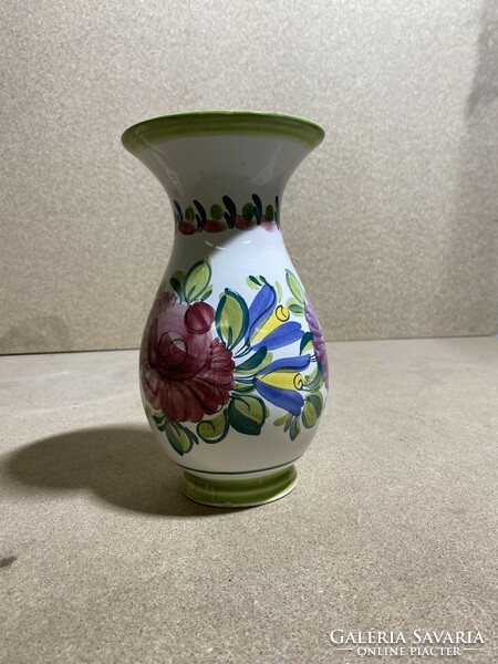 Német kerámia váza, kézzel festett, 22 x 12 cm-es.jelzett. 2180