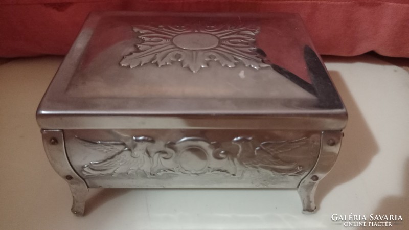 Embossed small metal box with griffins, cigarette box, jewelry box