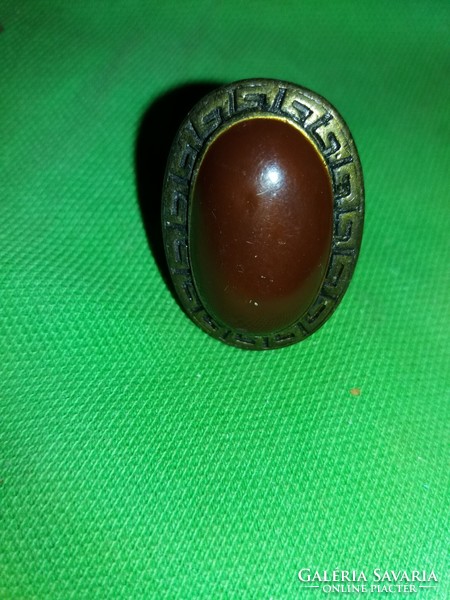 Antique jasper stone Greek ornaments copper adjustable heavy women's ring bijou as shown in the pictures