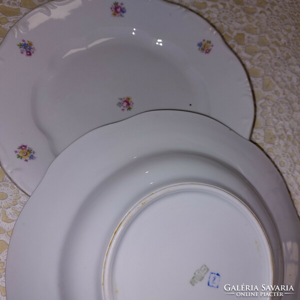 Zsolnay beautiful floral porcelain plates with gold edges