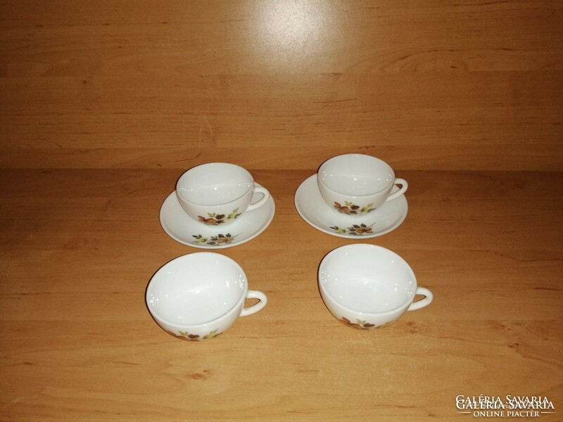 French Arcopal glass coffee cup 4 pcs + 2 saucers together (8/k)