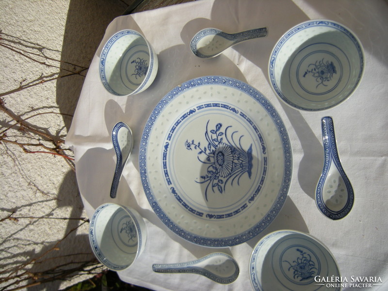 Jingdezhenkínai porcelán rizs szemes rizsmintás kínai porcelán tányér tálka és kanál