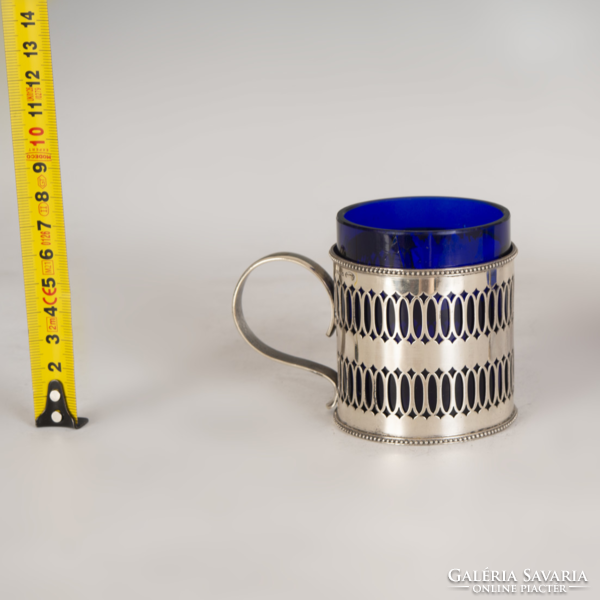 Silver coffee cup with glass insert
