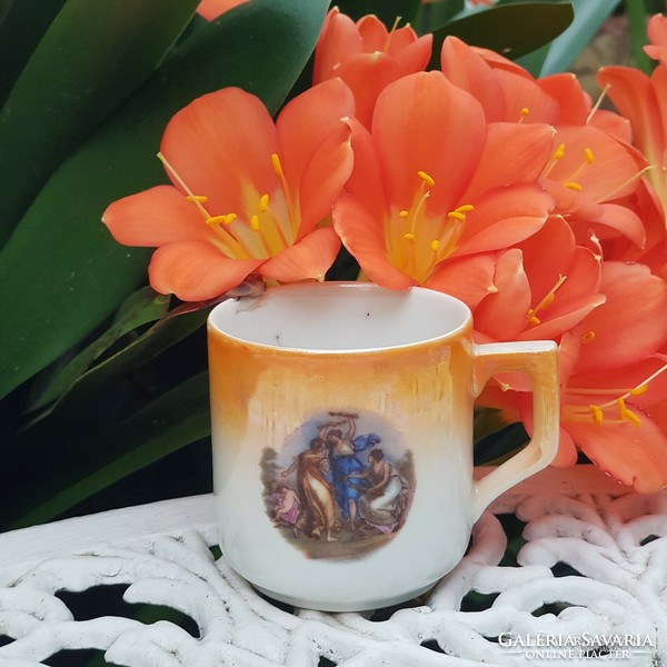 Zsolnay pajzspecsétes mitológiai jelenetes kávés csésze