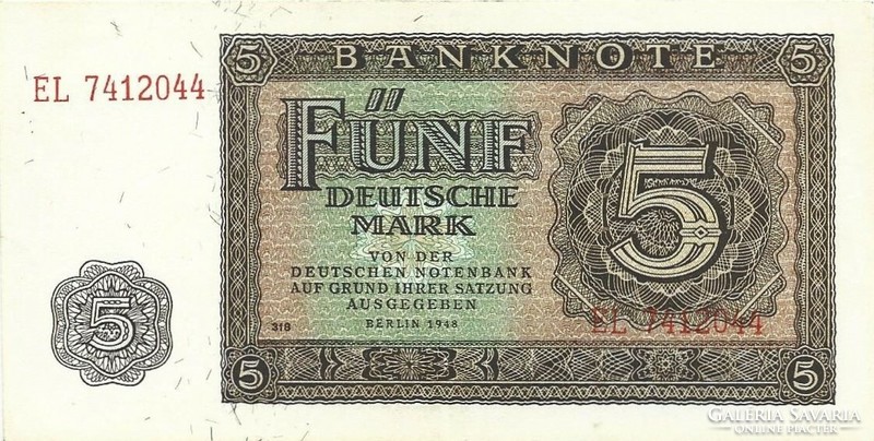 5 Mark 1948 Germany beautiful. 7-digit serial number