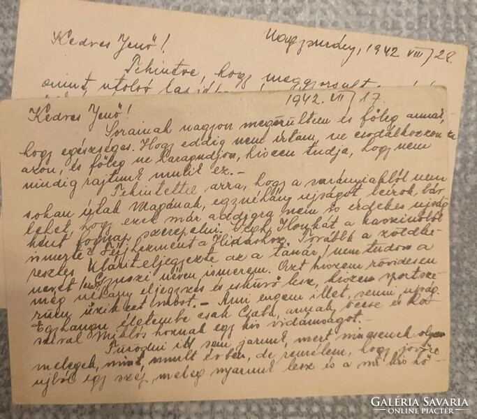 1942. Mária Sokhegyi camp letter, letters 2 pcs