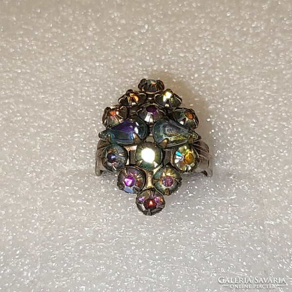 pat pend vintage crystal ring worth 15000.- slightly oxidized 17.8Mm (56)