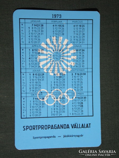 Card calendar, sports propaganda, Olympic champions, Rátkai deme kayak double silver medal, 1973, (5)