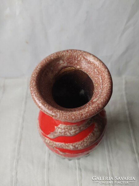Industrial art retro multicolored vase with exciting decor, flawless, 25 cm