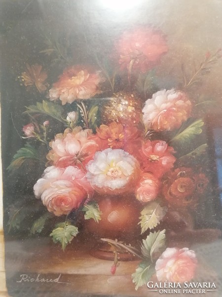 Showy painting reproduction (offset), in a white gilded frame, in tip-top condition
