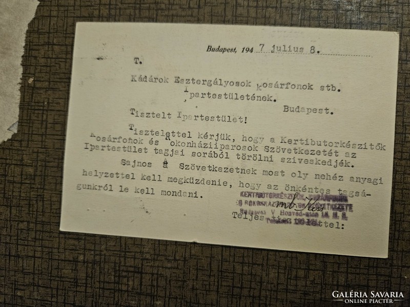 1947 letterhead, Budapest