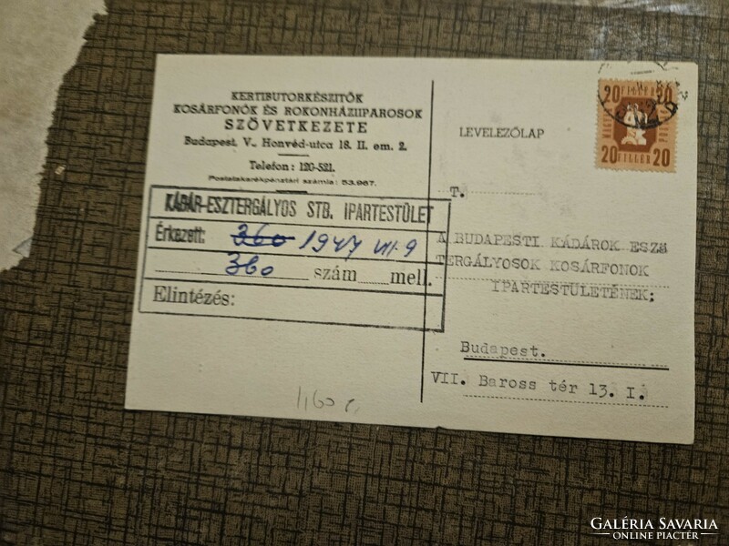 1947-es Fejléces levél Budapest