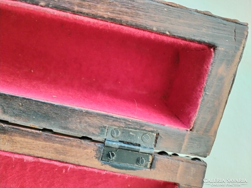 Wooden chest, storage - with leather cover