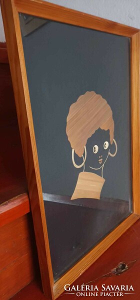 Reed marquetry picture _ portrait of a little Negro girl