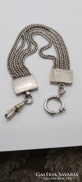 Four-line silver pocket watch chain