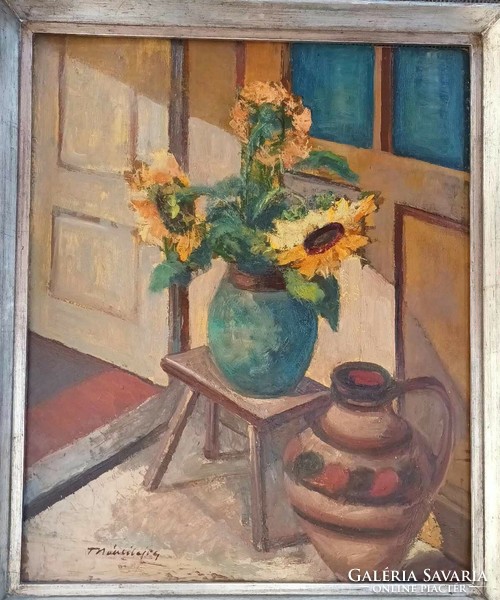 Sunflower still life - quality oil painting - marked