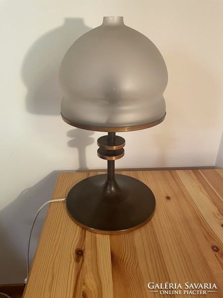 Copper table lamp 45x26cm with milk glass