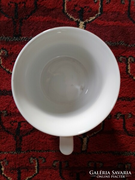 Beautiful, old, gold-rimmed, flower-patterned Czech porcelain cup, mug, tumbler