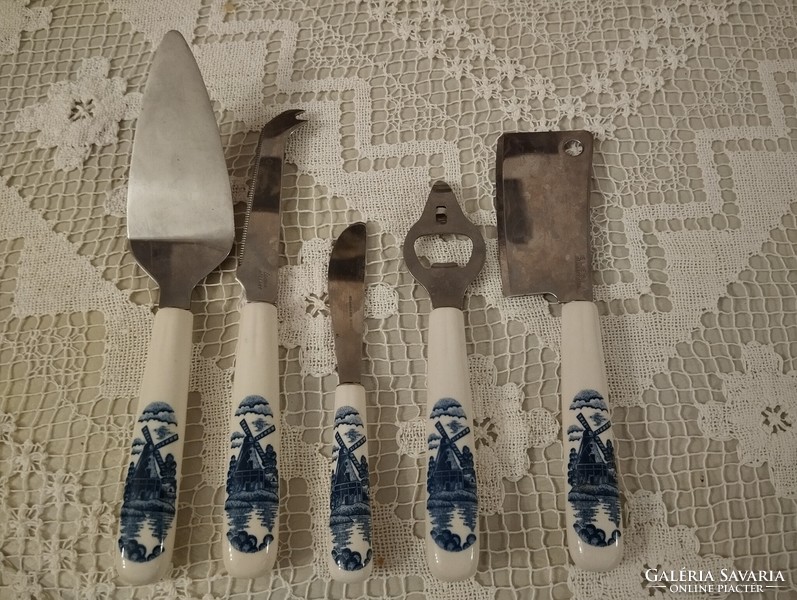 Dutch kitchen utensils with porcelain handles