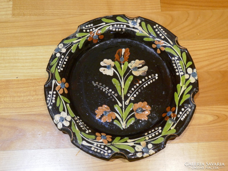 Antique Torda glazed earthenware plate, second half of the 19th century