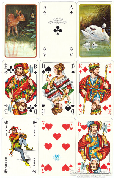 16. Francia kártya dupla pakli 104 + 6 joker Berlini kártyakép F.X.Schmid 1975 körül alighasznált