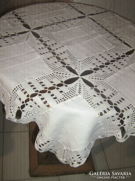 Beautiful handmade tablecloth with crochet edge and crochet insert