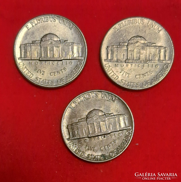 1996., 2002.,  3 darab . USA 5 cent   (306)