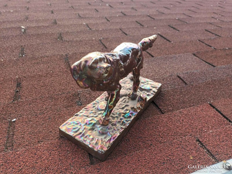 Eosin glazed color iron dog statue