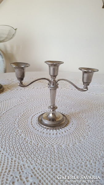 Three-pronged elegant silver-plated candle holder
