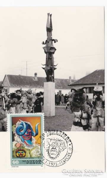 Mohács bus walk totem pole inauguration - cm postcard from 1973