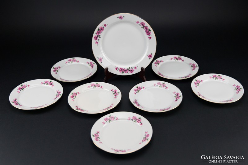 Alföldi porcelain cake set, 8 pieces, marked, old.