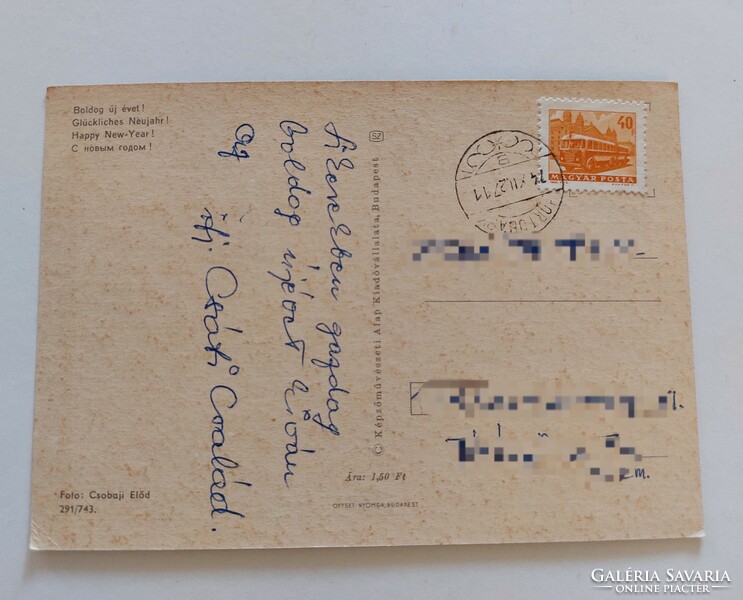 Régi képeslap 1974 újévi fotó levelezőlap zsenília kéményseprő