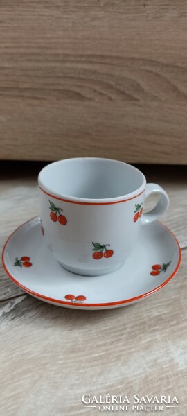 Alföldi porcelain cherry pattern coffee mug with coaster