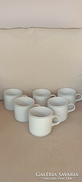 Alföldi porcelain mug, 6 pieces with green stripes