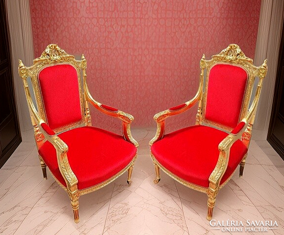 Pair of restored veneered classicist armchairs