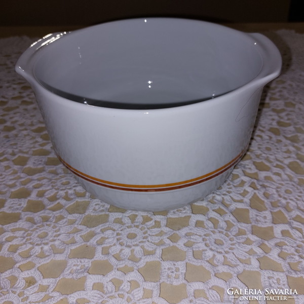 Alföldi porcelain soup bowl with yellow brown stripes